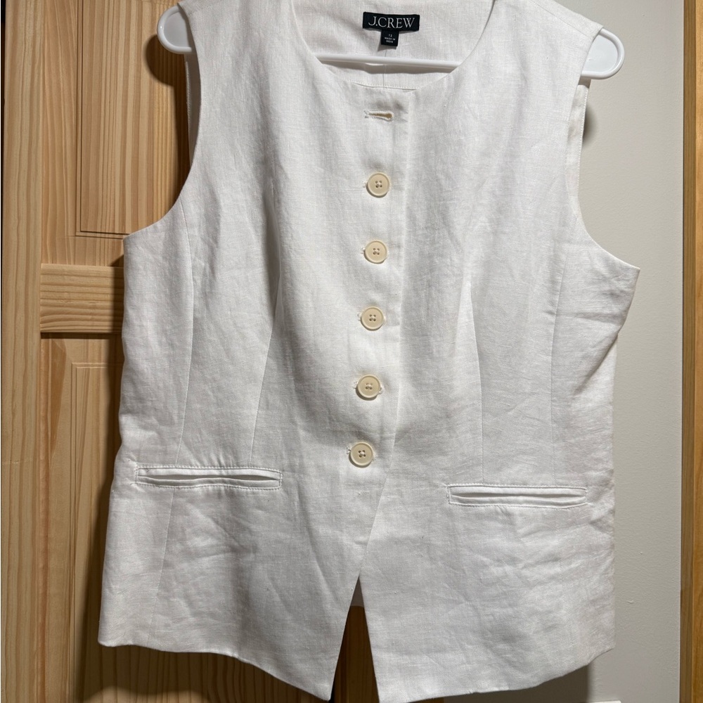J. Crew Ivory Buttoned Vest